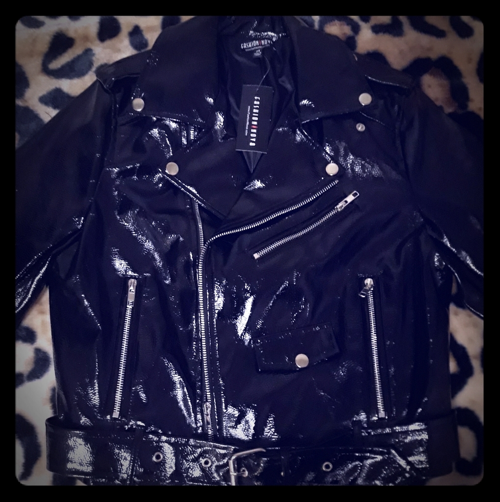 Fashion Nova Patent Leather Jacket Size M
